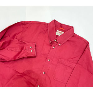 Wrangler Authentics Red Mens XL Single Pocket Button Down Western Shirt
